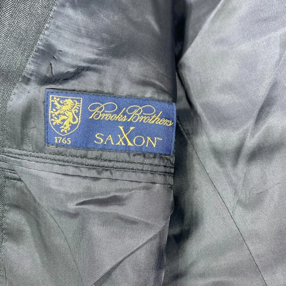 Brooks Brothers Blazer Mens 40L Gray Madison Herringbone Wool Union Made‎ USA